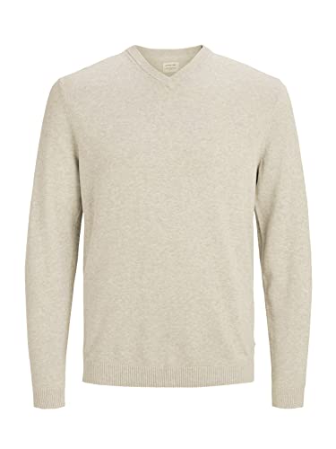 JACK & JONES Herren JJEBASIC Knit V-Neck NOOS 12137194, Oatmeal/Twisted, XS von JACK & JONES