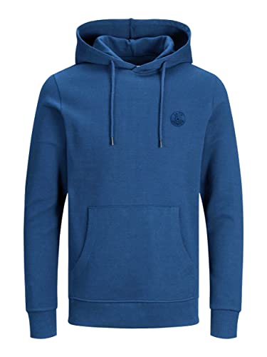 JACK & JONES Herren JJEBASIC Logo Sweat Hood, Bright Cobalt/Navy Blazer, XS von JACK & JONES