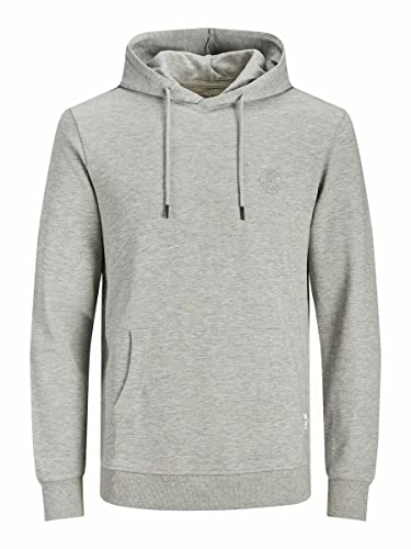 JACK & JONES Herren JJEBASIC Logo Sweat Hood, Light Grey Melange/Tonal, XXXL von JACK & JONES