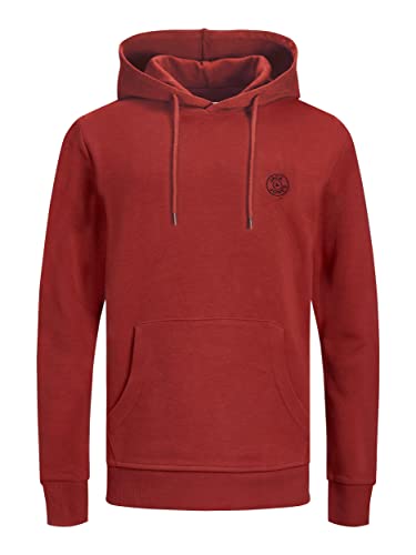 JACK & JONES Herren JJEBASIC Logo Sweat Hood, Red Dahlia/Black, M von JACK & JONES