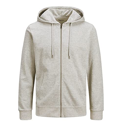 JACK & JONES Herren JJEBASIC Sweat Zip Hood, White Melange/REG, L von JACK & JONES