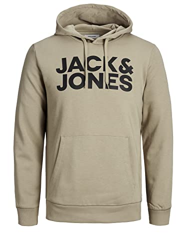 JACK & JONES Herren JJECORP Logo Sweat Hood, Crockery/Large Print/W Black, L von JACK & JONES