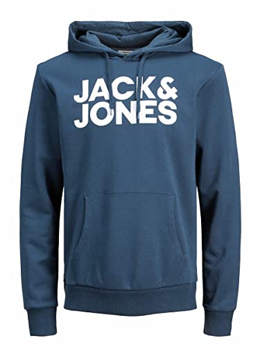 JACK & JONES Herren JJECORP Logo Sweat Hood, Insignia Blue/Large Print/W W, M von JACK & JONES