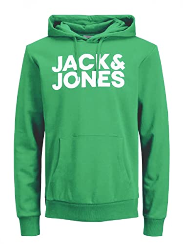 JACK & JONES Herren JJECORP Logo Sweat Hood, Island Green/Large Print/W Wh, L von JACK & JONES