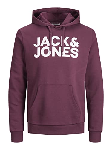 JACK & JONES Herren JJECORP Logo Sweat Hood, Port Royale/Large Print/W WHI, S von JACK & JONES