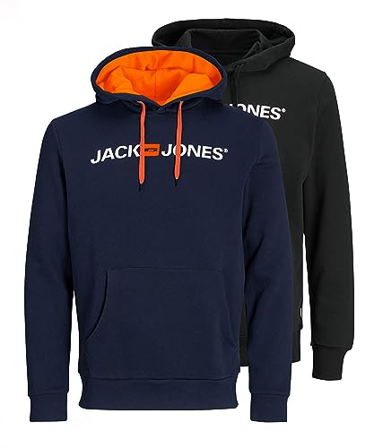 JACK & JONES Herren Sweatshirt 2PK MP, Black+NavyBlazer(NEON), XL von JACK & JONES