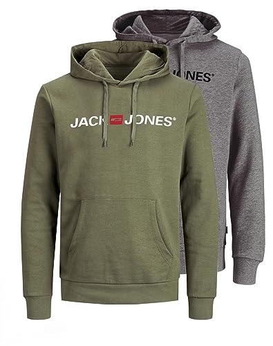 JACK & JONES Herren Sweatshirt 2PK MP, DustyOlive+MediumG, XXL von JACK & JONES