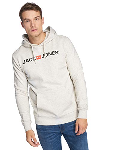 JACK & JONES Herren JJECORP Old Logo Sweat Hood NOOS 12137054, White Melange/REG FIT - MELANG, XXXL von JACK & JONES