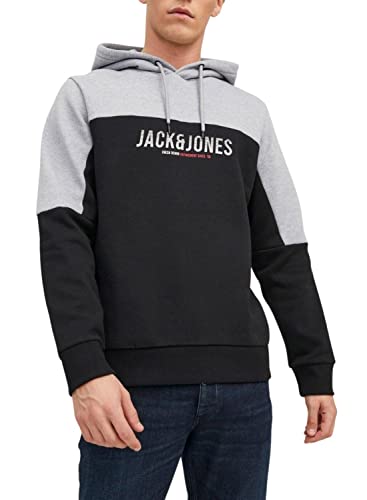 JACK & JONES Herren JJEDAN Blocking Sweat Hood Kapuzenpullover, Black, XL von JACK & JONES