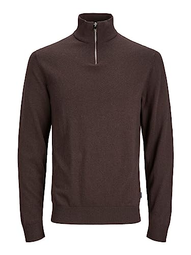 JACK&JONES Herren JJEEMIL Knit Half Zip NOOS Strickpullover, Seal Brown, Large von JACK & JONES