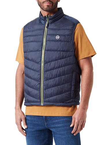 JACK&JONES Herren JJEHERO Bodywarmer Collar NOOS Weste, Navy Blazer/Detail:Safety Yellow Contrast Zip, L von JACK & JONES