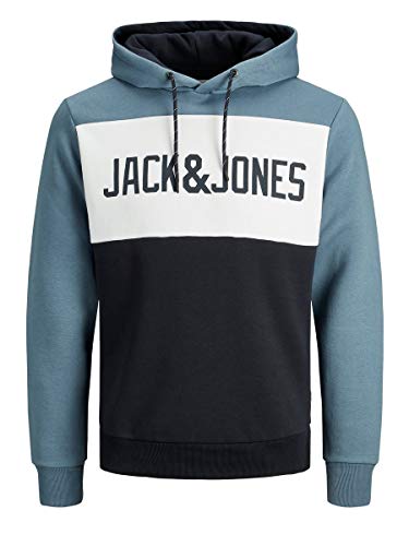 JACK & JONES Herren JJELOGO Blocking Sweat Hood, China Blue , 3XL von JACK & JONES