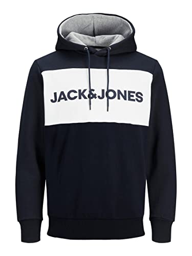 JACK & JONES Herren JJELOGO Blocking Sweat Hood, Blau (Navy Blazer/Reg) , S von JACK & JONES