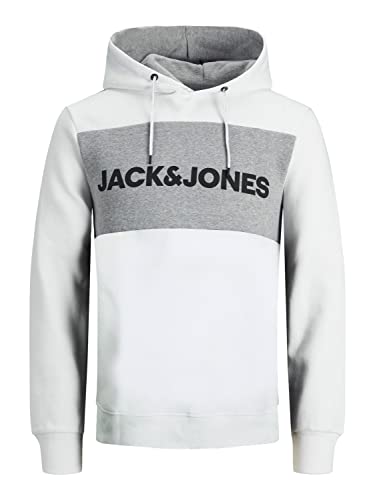 JACK & JONES Herren JJELOGO Blocking Sweat Hood, Weiß (White/Reg) , XL von JACK & JONES