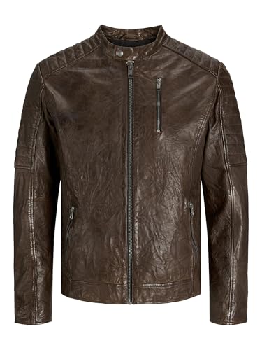 JACK&JONES Herren JJERICHARD Leather Jacket NOOS Lederjacke, Brown Stone, M von JACK & JONES