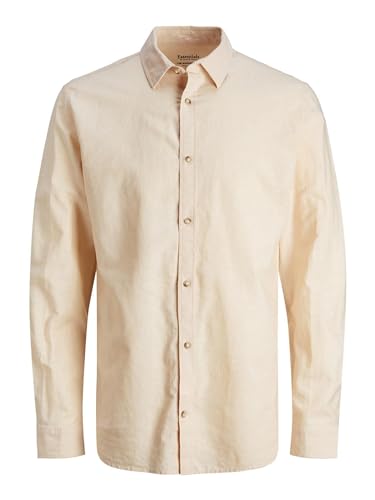 JACK&JONES Herren JJESUMMER Linen Shirt LS SN Chinohose, Apricot Ice, XXL von JACK & JONES