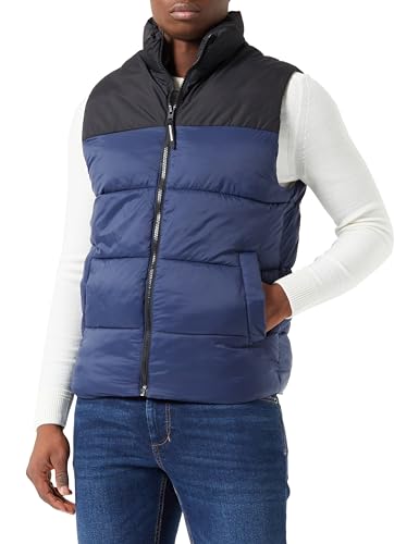 JACK & JONES Herren JJETOBY Bodywarmer Collar SN Weste, Navy Blazer/Detail:Black Blocking, L von JACK & JONES