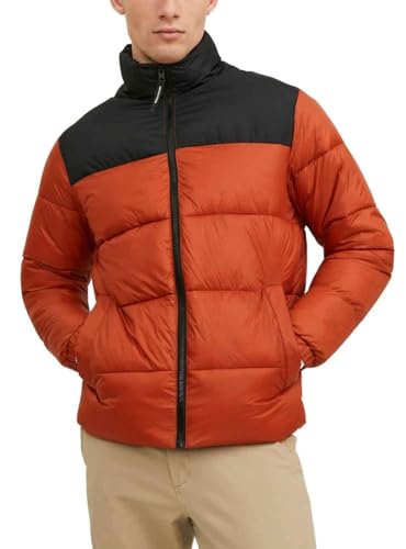 JACK & JONES Herren JJETOBY Puffer Collar SN Pufferjacke, Picante/Detail:Black Blocking, L von JACK & JONES