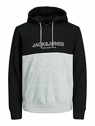 Jack & Jones Herren JJEURBAN Blocking Sweat Hood NOOS Kapuzenpullover, Black/Detail:White-Griffen Print/Regular Fit, XL von JACK & JONES