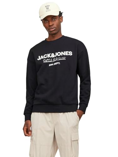 JACK & JONES Herren Sweatshirt JJGALE - Relaxed Fit S M L XL XXL Baumwolle, Größe:XL, Farbe:Black 12249273 von JACK & JONES