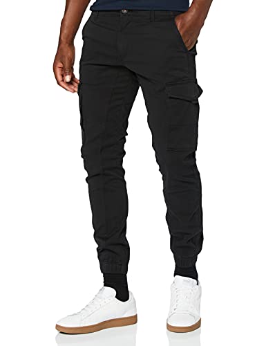 Herren Jack & Jones Hose Cargo Jogger Pants Paul Flake AKM 542 Twill Gummibund, Farben:Schwarz, Größe Hosen:34W / 36L von JACK & JONES