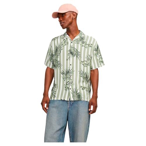 JACK & JONES Herren Jjjeff Resort AOP Shirt Ss Hemd 12247759 ,Oil Green ,XL von JACK & JONES