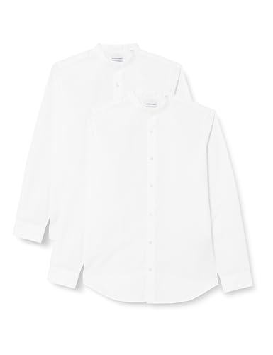 JACK & JONES Herren JJJOE Shirt LS Mao 2MP Businesshemden, White/Pack:White, XXL von JACK & JONES