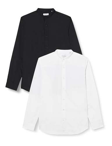 JACK & JONES Herren JJJOE Shirt LS Mao 2MP Businesshemden, White/Pack:White + Black, M von JACK & JONES