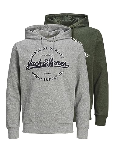 JACK & JONES Herren JJSTANLI Sweat Hood 2PK MP Kapuzenpullover, Mountain View/Pack:Mountain+LGM, XL von JACK & JONES