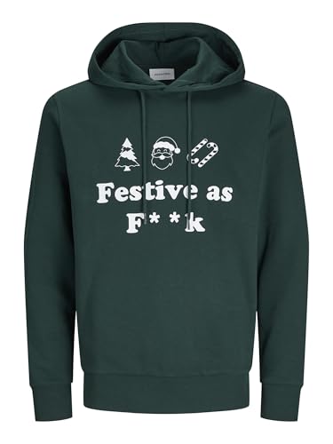 JACK&JONES Herren JJXMAS ONE Color Funny Sweat Hood Kapuzenpullover, Scarab, S von JACK & JONES