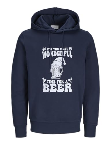 JACK&JONES Herren JJXMAS ONE Color Funny Sweat Hood Kapuzenpullover, Sky Captain, S von JACK & JONES