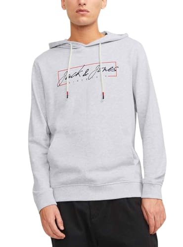 JACK&JONES Herren JJZURI Sweat Hood Kapuzenpullover, White Melange, L von JACK & JONES