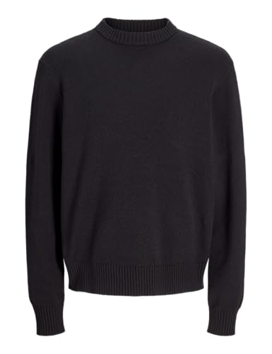 JACK&JONES Herren JORAVONDALE Jacquard Knit Crew Neck Strickpullover, Black, Large von JACK & JONES
