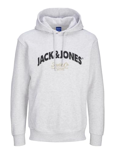 JACK&JONES Herren JORBRONX Arch Big Sweat Hood Kapuzenpullover, Bright White/Detail:Melange, S von JACK & JONES