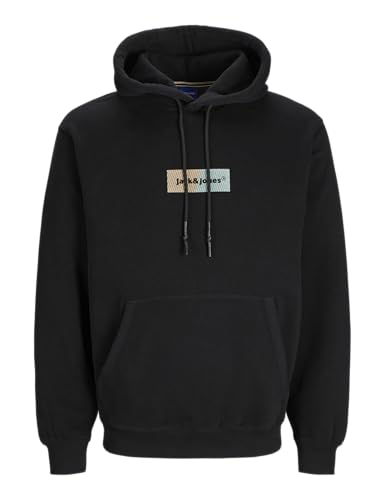 JACK&JONES Herren JORBRONX Rectangle Sweat Hood Kapuzenpullover, Black, L von JACK & JONES