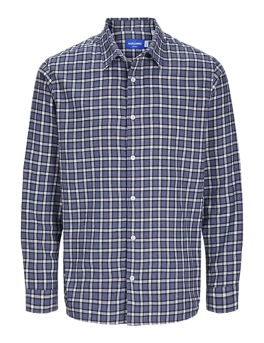 JACK&JONES Herren JORJOSHUA Flannel Check Shirt LS Freizeithemd, Nightshadow Blue, S von JACK & JONES