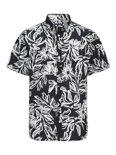 JACK&JONES Herren JORLAFAYETTE AOP Shirt SS Kurzarmhemd, Black, L von JACK & JONES