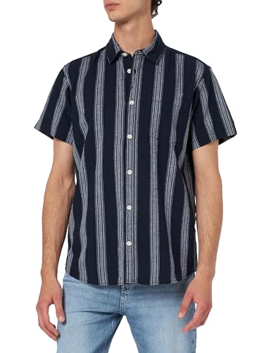 JACK & JONES Herren Jorlinen Blend Stripe Shirt Ss Styd24 Freizeithemd, Sky Captain, XL von JACK & JONES