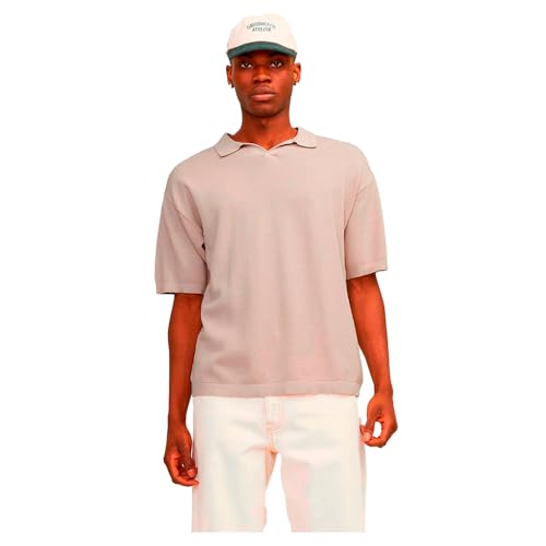 JACK & JONES Herren JORLINEN Knit SS Polo SN Poloshirt, Moonbeam, L von JACK & JONES