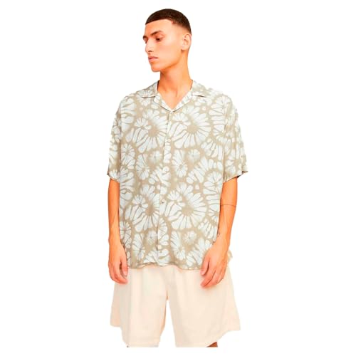 JACK & JONES Herren Jorluke Party AOP Shirt Ss Blk Kurzarmhemd, Fields of Rye, M von JACK & JONES