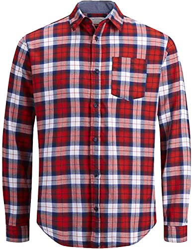 JACK & JONES Herren JORNICO Shirt ORG Freizeithemd, per Pack Mehrfarbig (Fiery Red Fit: Slim), Medium (Herstellergröße: M) von JACK & JONES