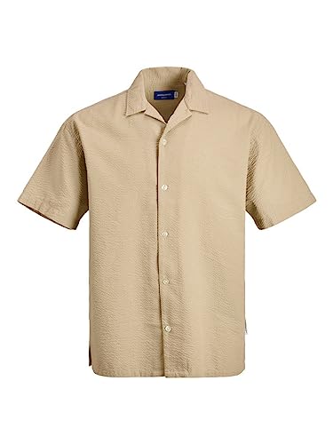 JACK & JONES Herren JORPALMA Seersucker Shirt SS SN Hemd, Crockery, S von JACK & JONES