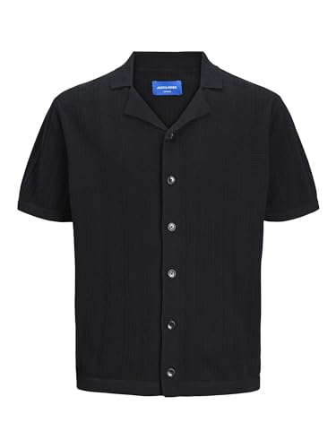 JACK & JONES Herren JORVALENCIA Structure Knit SS Polo SN Poloshirt, Schwarz,L von JACK & JONES