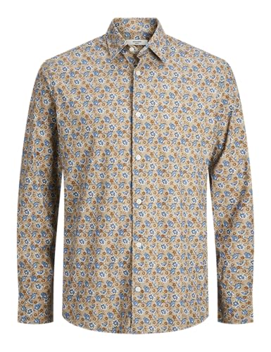 JACK&JONES Herren JPRBLAACTIVE Stretch Shirt L/S SN Freizeithemd, Pure Cashmere/AOP:SLIMT FIT, L von JACK & JONES