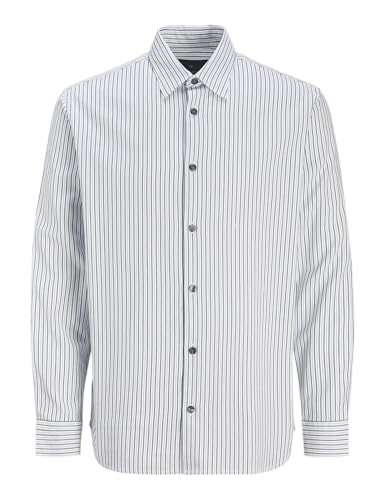 JACK&JONES Herren JPRBLABUSHWICK Oxford Shirt L/S Freizeithemd, Night Sky/Stripes:Relaxed FIT, L von JACK & JONES