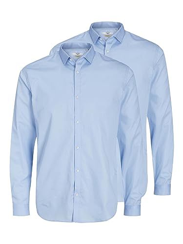 JACK & JONES Herren JPRBLACARDIFF Shirt L/S 2-Pack, Cashmere Blue/B - 2XCASHMERE B, S von JACK & JONES