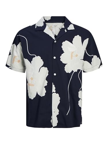 JACK & JONES Herren Jprblapalma Resort Shirt S/S Sn Freizeithemd 12252948,Night Sky,XS von JACK & JONES