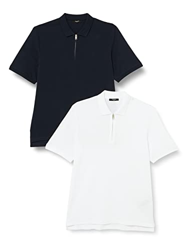 JACK & JONES Herren JPRBLASCOTT Zip SS Polo SN 2PK MP Poloshirts, Bright White/Pack:White+Navy, S von JACK & JONES