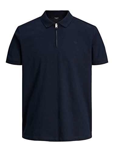 JACK & JONES Herren JPRBLASCOTT Zip SS Polo SN Poloshirt, Navy Blazer, L von JACK & JONES