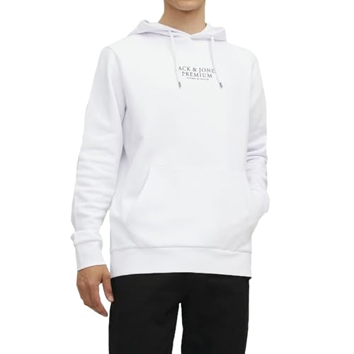 JACK & JONES Herren Hoodie Kapuzenpullover JPRBLUARCHIE- Regular Fit XS-XXL, Größe:L, Farbe:White 12216335 von JACK & JONES